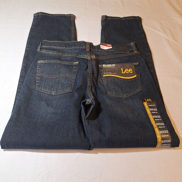 Lee Dark Acid Wash Inferno Relaxed Straight Leg Jeans Comfort Stretch Size 30x32 - Picture 10 of 13